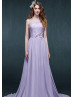 Lilac Chiffon Keyhole Back Long Evening Dress